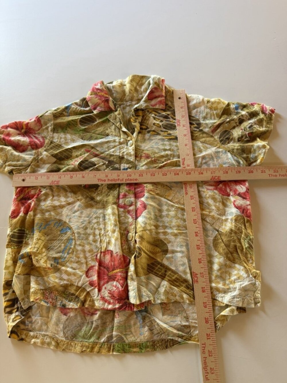 Vintage 90s Jams World hawaiian Hibiscus ukelele flowy camp shirt S retro - Picture 6 of 8